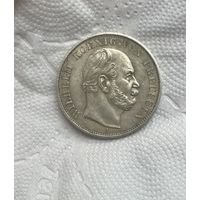 Талер 1871 колонна , патина ,хороший сохран со штемпельным блеском , курсовая монета для собирателей талеров Пруссии с низкой мц!