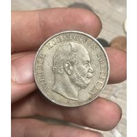 Талер 1871 колонна , патина ,хороший сохран со штемпельным блеском , курсовая монета для собирателей талеров Пруссии с низкой мц!