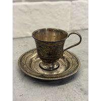 Серебрянная антикварная кофейная пара. 84 пробы. Распродажа коллекции!!!