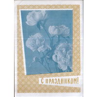 Подписанная открытка 1963г. "С праздником! Розы" худ. Н. Круглов