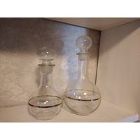 Графины с позолотой, стеклянные, СССР. 2 шт.