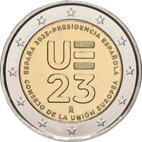 2 евро 2023 Испания Президентство Испании в Совете ЕС UNC из ролла