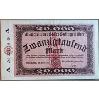 Германия 20000 марок 1923 г Золинген (Solingen) 4809а, серия "А", первый выпуск #6
