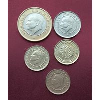 Турция. 1 лира, 25 курус, 2х10 курус, 5 курус. Одним лотом