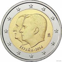 2 евро 2014 Испания Смена трона UNC из ролла