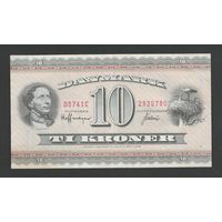 Дания 10 крон образца 1954 года. Тип Р-44ai(2). Состояние XF+