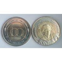 Венгрия 100 форинтов 2025 г. 100 лет со дня рождения Ласло Надь