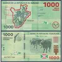 Бурунди, 1000 франков 2021, P-51 (BF, коровы, банановые деревья), UNC