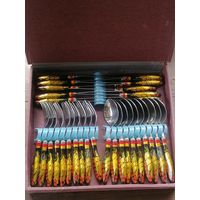 Набор столовых приборов на 10 персон. Хохлома. Нержавейка. Не использовался.