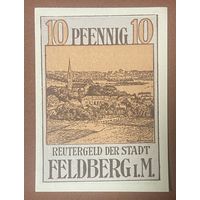 Нотгельд 10 пфеннигов 1922 год. Фельдберг. Веймарская республика