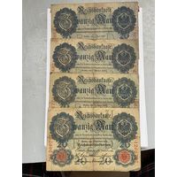 20 марок погодовка 1907,1908, 1910 и 1914