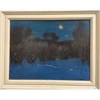 Казаков Б.И "Весенний утренник", 1998гг. ДВП, масло. Размер 42х54,5 см.