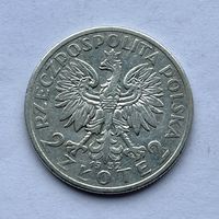 Монета серебро Польша 2 злотых 1932 год Ядвига ОТЛИЧНЫЕ
