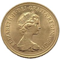 Великобритания, соверен 1976 Елизавета II - 50 лет. Всего 3 дня. С рубля.