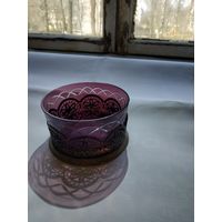 Конфетница скань ,марганцевое стекло,СССР.