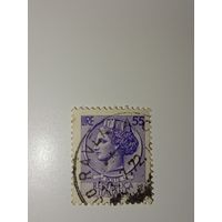 Италия 1953 Марка изображает профиль Аретузы, отсылка к древним сиракузским монетам.