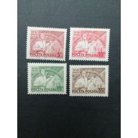 Польша 1949 Полная серия марок "Объединительный съезд крестьянского движения" (чистые**) Mi.539-542 каталог 3.80 евро