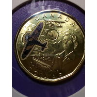 1 доллар Канада 2023 год самолёт цветной.