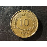 Чили. 10 сентесимо. 1965. С 20 копеек. Распродажа коллекции. Смотрите другие лоты.