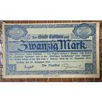 Банкнота 20 марок 1919 год. Котбус. Веймарская республика