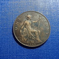 Великобритания 1 пенни 1910 год король Эдуард VII последний год чекана состояние