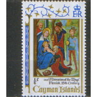 Марка из серии 1971г. Каймановы Острова "Рождество. Поклонение волхвов" MNH