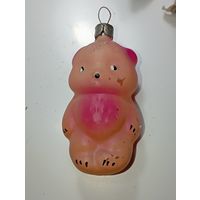 Ёлочная игрушка  - Мишка . СССР  . Стекло .