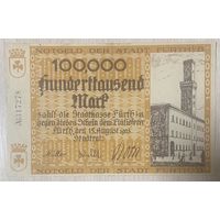 Банкнота 100000 марок 1923 год. Фюрт. Веймарская республика.