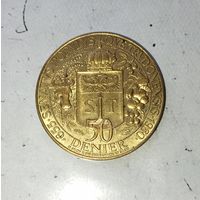 50 сантимов (денье) 1980 года Бельгия. Муниципальный жетон.