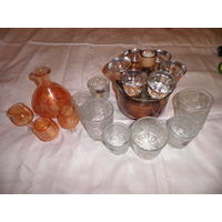Штоф,рюмки для соке,стаканы хрустальные времён СССР.С рубля.