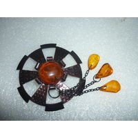 Брошь Сакта СССР Прибалтика Натуральный Янтарь Оригинал