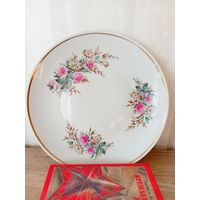 Блюдо из СССР КЛЕВЕР , винтаж, фарфор, Добруш, 30 см