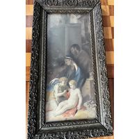 Акварель Святое семейство с Иоанном Крестителем оформлена Европа конец 19- начало 20 века