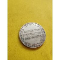 1 талер 1853 года. огонёк монетка (Надпись на реверсе). СМОТРИТЕ ДР. МОИ ЛОТЫ.