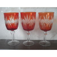 Бокал,фужер,хрусталь.3 шт.15.5Х7.5 см.Начало 50-х г.