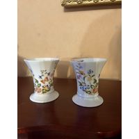 Ваза парная Aynsley Бабочки Цветы Англия костяной фарфор винтаж
