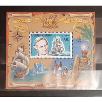 Джибути. 1980 год. Флот. Мореплаватели. Джеймс Кук. Блок (948)