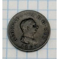 С 1 РУБЛЯ! МЕДНАЯ  МОНЕТА ФАРТИНГ 1807 ГОДА ВЕЛИКОБРИТАНИЯ КОРОЛЬ ГЕОРГ 3 МЕДЬ