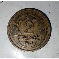 2 франка 1938 года Франция. Третья Республика. Достойный сохран!