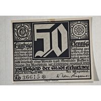 1921 год 50 пфеннигов  Германия