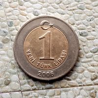 1 новая лира 2006 года Турция. Турецкая республика. Красивая монета!