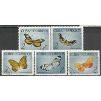 Куба. Бабочки. 1965г. Mi#1058-62.
