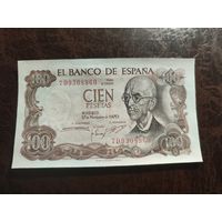 Испания 100 песет образца 1970 года AUNC p152