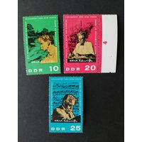 ГДР 1965 Полная серия марок "90 лет со дня рождения Альберта философа, протестантского богослова, врача и музыканта" (чистые**) Mi.1084-1086 каталог 5.00 евро