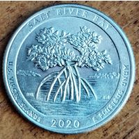 США 25 центов (квотер) 2020 г D. Бухта Соленой реки. Американские Виргинские острова.