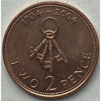 Гибралтар 2 пенса 2004 г. 300 лет захвату Гибралтара