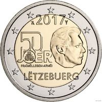 2 евро 2017 Люксембург 50 лет добровольной военной службы  UNC из ролла