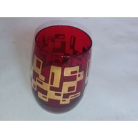 Рюмка красное стекло,позолота,Богемия
