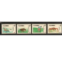 Гамбия-1984(Мих.544-547),  ** ,  Морская  Фауна ,Крабы, Черепахи(полная серия)