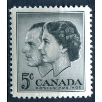 Канада - 1957г. - визит королевской четы - 1 марка - полная серия, MLH [Mi 321]. #3-WK-100-A-2